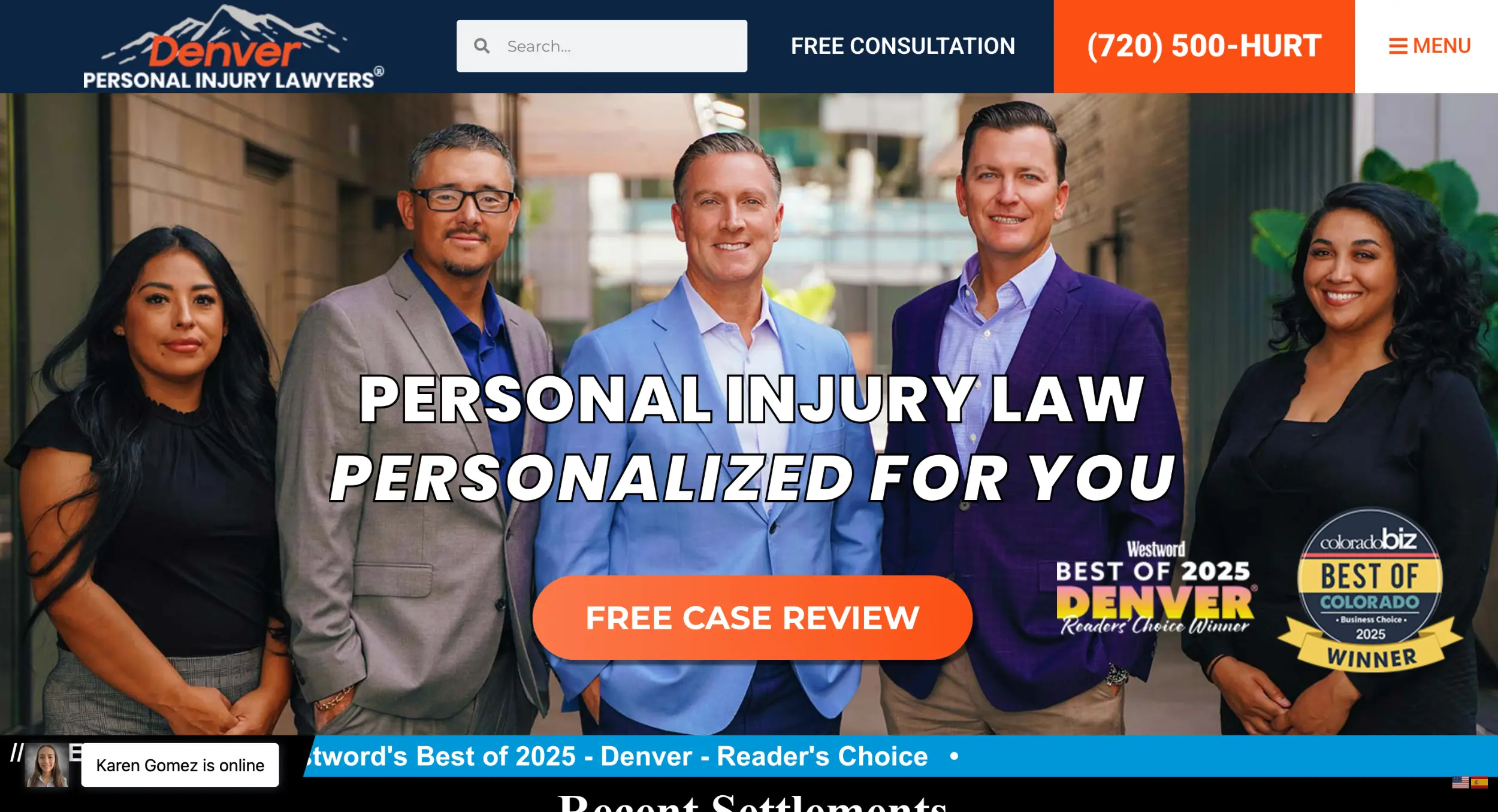 VIPByte portfolio preview showing SEO and website redesign project for a personal injury law firm, highlighting law firm marketing