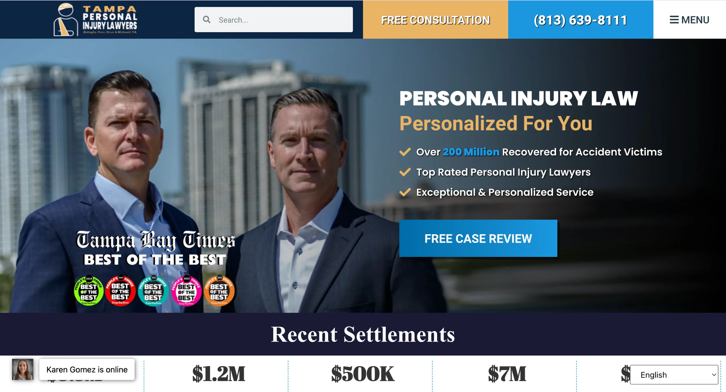VIPByte portfolio preview showing law firm website design and SEO